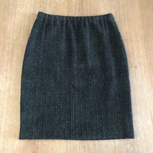 St. John Collection Marie Gray Knit Skirt 8 Vintage Wool Silk Lined Sparkle Luxe